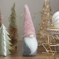 Gnomes*Northlight 11" Pink And Gray Standing Gnome Christmas Decoration