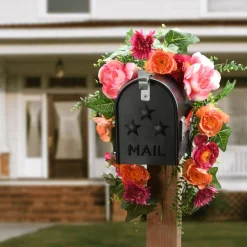 Unlit Swags*National Tree Company 36" Pink And Peach Peony Spring Floral Artificial Mailbox Swag, Unlit