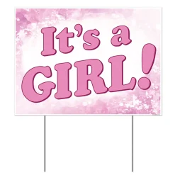Beistle 16.5" Pink And White "It's A Girl!" New Baby Yard Sign