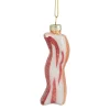 Northlight Food & Beverage>3.5" Pink And White Strip Of Bacon Glass Christmas Ornament