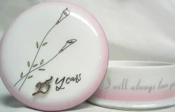Roman 4.5" Pink And White 25Th Wedding Anniversary Keepsake Box