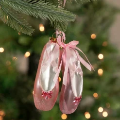 Northlight Hobbies>4.5" Pink Ballet Slippers Glass Christmas Ornament