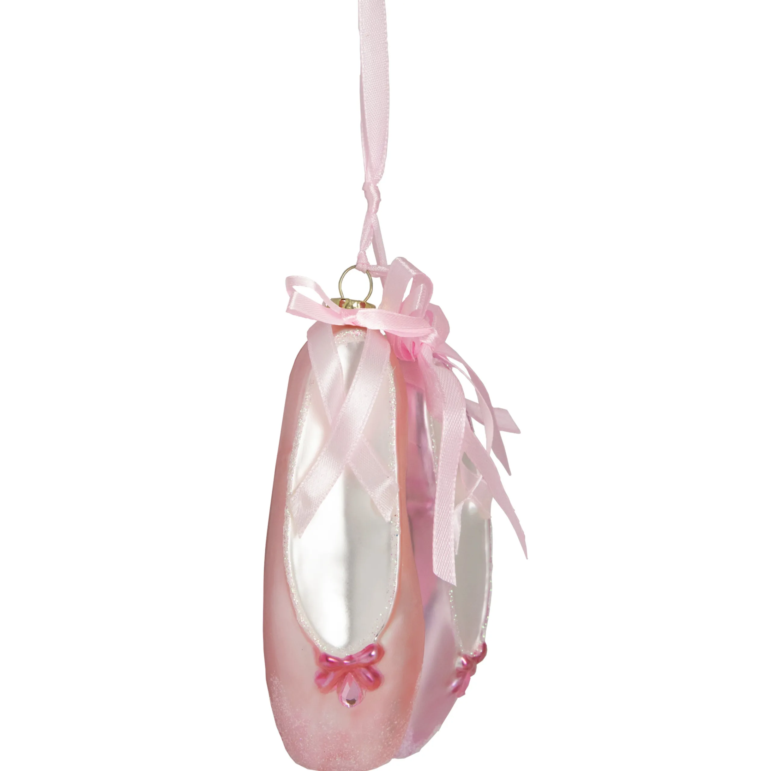 Northlight Hobbies>4.5" Pink Ballet Slippers Glass Christmas Ornament