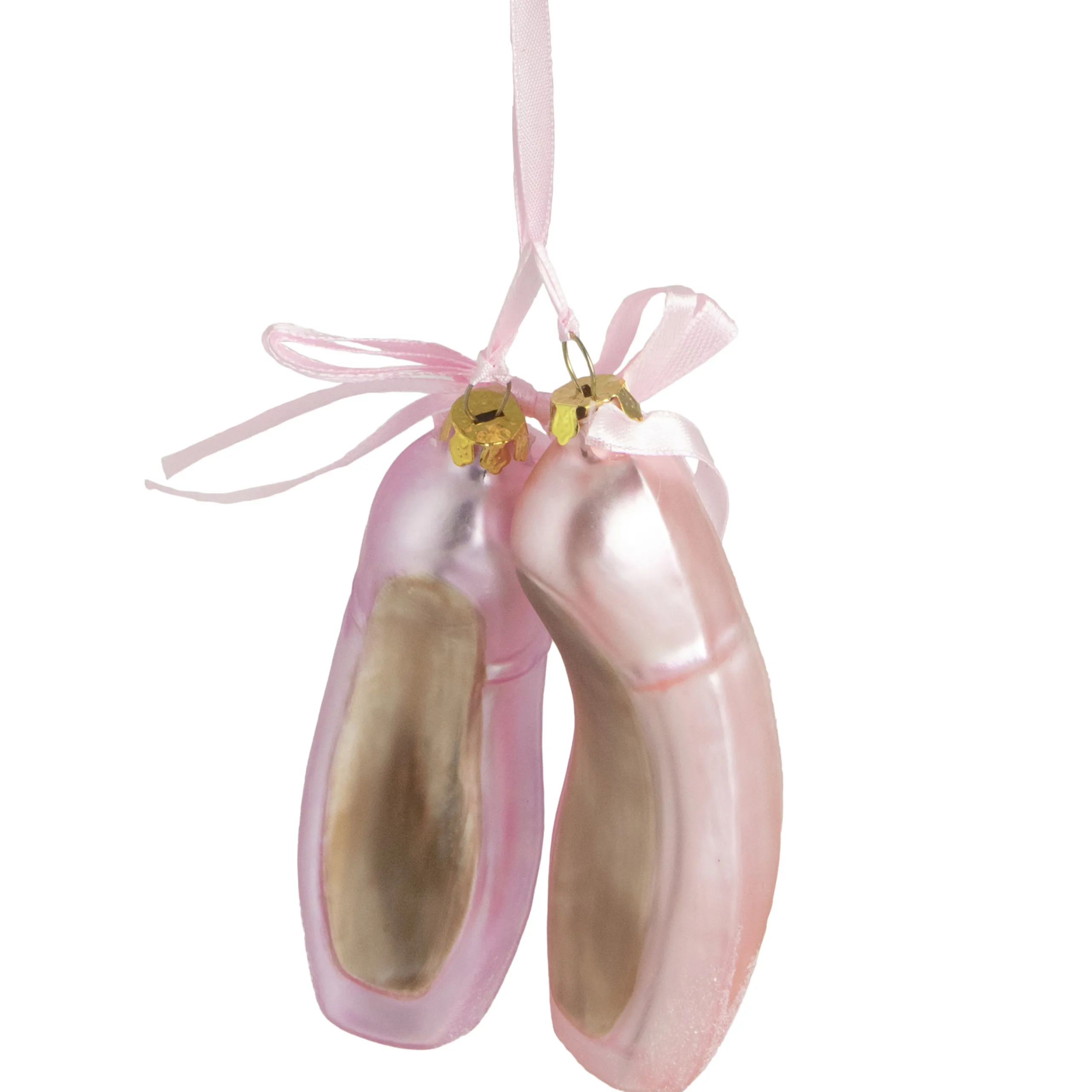 Northlight Hobbies>4.5" Pink Ballet Slippers Glass Christmas Ornament