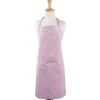CC Home Furnishings 32" Pink Chambray Chef Kitchen Apron With Pocket And Extra Long Ties