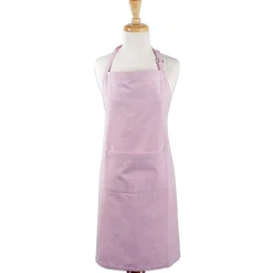 CC Home Furnishings 32" Pink Chambray Chef Kitchen Apron With Pocket And Extra Long Ties