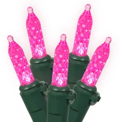 Vickerman 70 Pink Led M5 Mini Christmas Lights - 35 Ft Green Wire