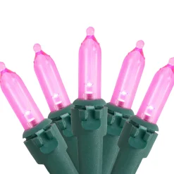 Northlight 50 Pink Led Mini Christmas Lights - 16.25 Ft Green Wire