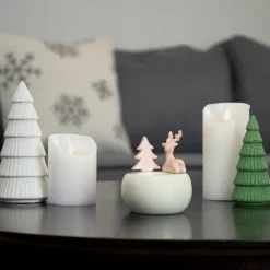 Candles & Holders*Northlight 4.5" Pink Reindeer With Tree Christmas Tea Light Candle Holder