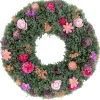 Specialty Wreaths*Northlight 13" Pink Rose And Purple Thistle Mixed Floral Spring Wreath