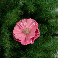Northlight Garden & Floral>4.75" Pink Shiny Poppy Christmas Clip Ornament