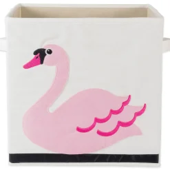 Contemporary Home Living 13" Pink Swan Themed Storage Basket