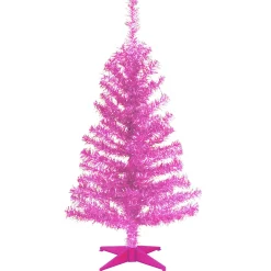 National Tree Company 3 And 3.5 Feet Tall>3' Pink Tinsel Artificial Christmas Tree, Unlit