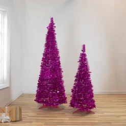 Northlight Pop Up Trees>6' Pink Tinsel Pop-Up Artificial Christmas Tree, Unlit
