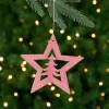 Northlight Stars>4" Pink Wooden Cut Out Star Christmas Ornament