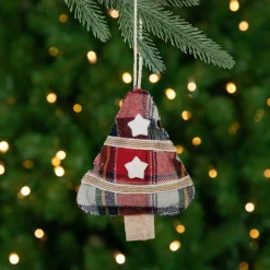 Northlight Trees & Wreaths>4" Plaid Christmas Tree Shaped Plush Ornament