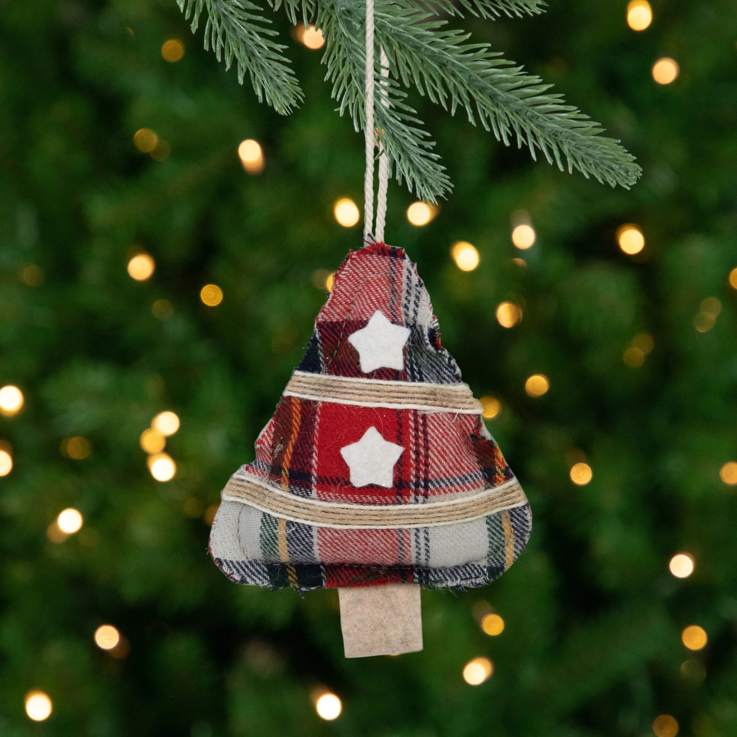 Northlight Trees & Wreaths>4" Plaid Christmas Tree Shaped Plush Ornament