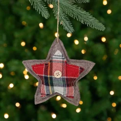 Northlight Stars>4.5" Plaid Star Shaped Plush Christmas Ornament