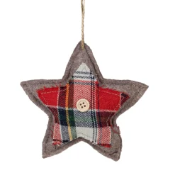 Northlight Stars>4.5" Plaid Star Shaped Plush Christmas Ornament