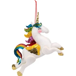 Northlight Animals>6.5" Plush Leaping Rainbow Unicorn Christmas Ornament