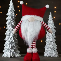 Gnomes*Northlight 18.5" Plush Red And White Standing Tabletop Gnome Christmas Decoration