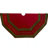 50 Inch And Larger*KSA 72" Poinsettia Gathered Border Christmas Tree Skirt