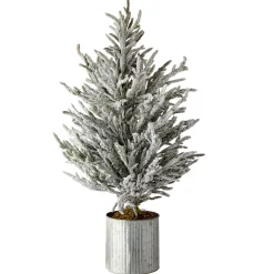 Contemporary Home Living 3 And 3.5 Feet Tall>3' Potted Flock Norfolk Outdoor Artificial Christmas Tree, Unlit