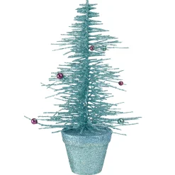 Allstate 2.5 Feet Tall And Smaller>11" Potted Glittered Spike Tabletop Artificial Christmas Tree – Unlit