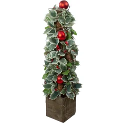 Allstate Potted Trees>2.75' Potted Pine Cone And Berry Holly Pencil Artificial Christmas Tree - Unlit