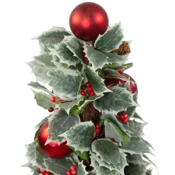 Allstate Potted Trees>2.75' Potted Pine Cone And Berry Holly Pencil Artificial Christmas Tree - Unlit