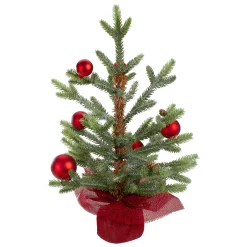 Northlight Potted Trees>18" Potted Pine With Red Ornaments Medium Artificial Christmas Tree – Unlit