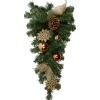 Unlit Teardrops*Northlight 26" Pre-Decorated Ball Ornaments And Bows Artificial Christmas Teardrop Swag, Unlit