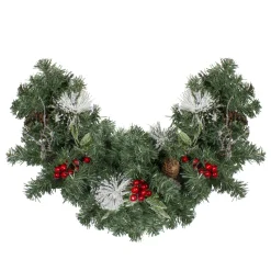 Unlit Swags*Northlight 26" Pre-Decorated Frosted Pinecone And Berry Artificial Christmas Swag, Unlit