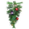 Unlit Swags*Northlight 24" Pre-Decorated Multi-Color Ornament Long Needle Pine Artificial Christmas Teardrop Swag - Unlit
