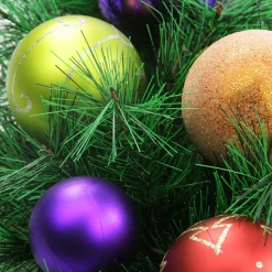 Unlit Swags*Northlight 24" Pre-Decorated Multi-Color Ornament Long Needle Pine Artificial Christmas Teardrop Swag - Unlit