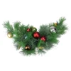 Unlit Swags*Northlight 24" Pre-Decorated Multi-Color Ornament Long Needle Pine Artificial Christmas Swag - Unlit