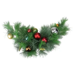 Unlit Swags*Northlight 24" Pre-Decorated Multi-Color Ornament Long Needle Pine Artificial Christmas Swag - Unlit