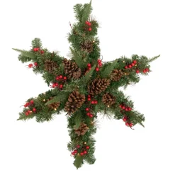 Specialty Wreaths*Northlight 32" Pre-Lit Artificial Mixed Pine And Berries Christmas Snowflake Wreath