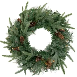 Specialty Wreaths*Northlight 24" Pre-Lit Artificial Mixed Pine And Pine Cone Christmas Wreath