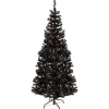 Northlight Black Trees>6' Pre-Lit Black Artificial Tinsel Christmas Tree, Clear Lights