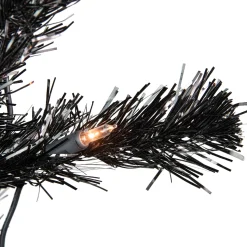 Northlight Black Trees>4' Pre-Lit Black Artificial Tinsel Christmas Tree, Clear Lights