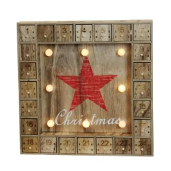 Advent Calendars*Northlight 14" Pre-Lit Brown And Red Led Advent Calendar Christmas Wall Decor
