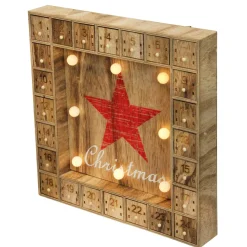 Advent Calendars*Northlight 14" Pre-Lit Brown And Red Led Advent Calendar Christmas Wall Decor