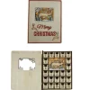 Advent Calendars*CC Christmas Decor 8" Pre-Lit Brown And Red "Merry Christmas" Advent Calendar With Reindeer