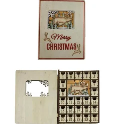 Advent Calendars*CC Christmas Decor 8" Pre-Lit Brown And Red "Merry Christmas" Advent Calendar With Reindeer