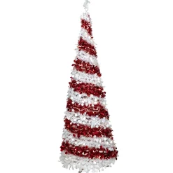 Northlight Pop Up Trees>6' Pre-Lit Candy Cane Pop-Up Artificial Christmas Tree, Clear Lights