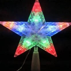 Star Tree Toppers*Northlight 8" Pre-Lit Clear Crystal Star Christmas Tree Topper - Multicolor Led Lights