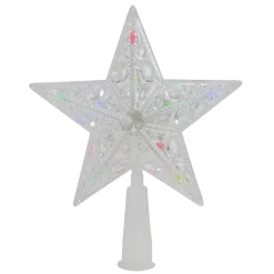 Star Tree Toppers*Northlight 7.5" Pre-Lit Clear Jeweled Star Battery Operated Christmas Tree Topper - Multicolor Lights