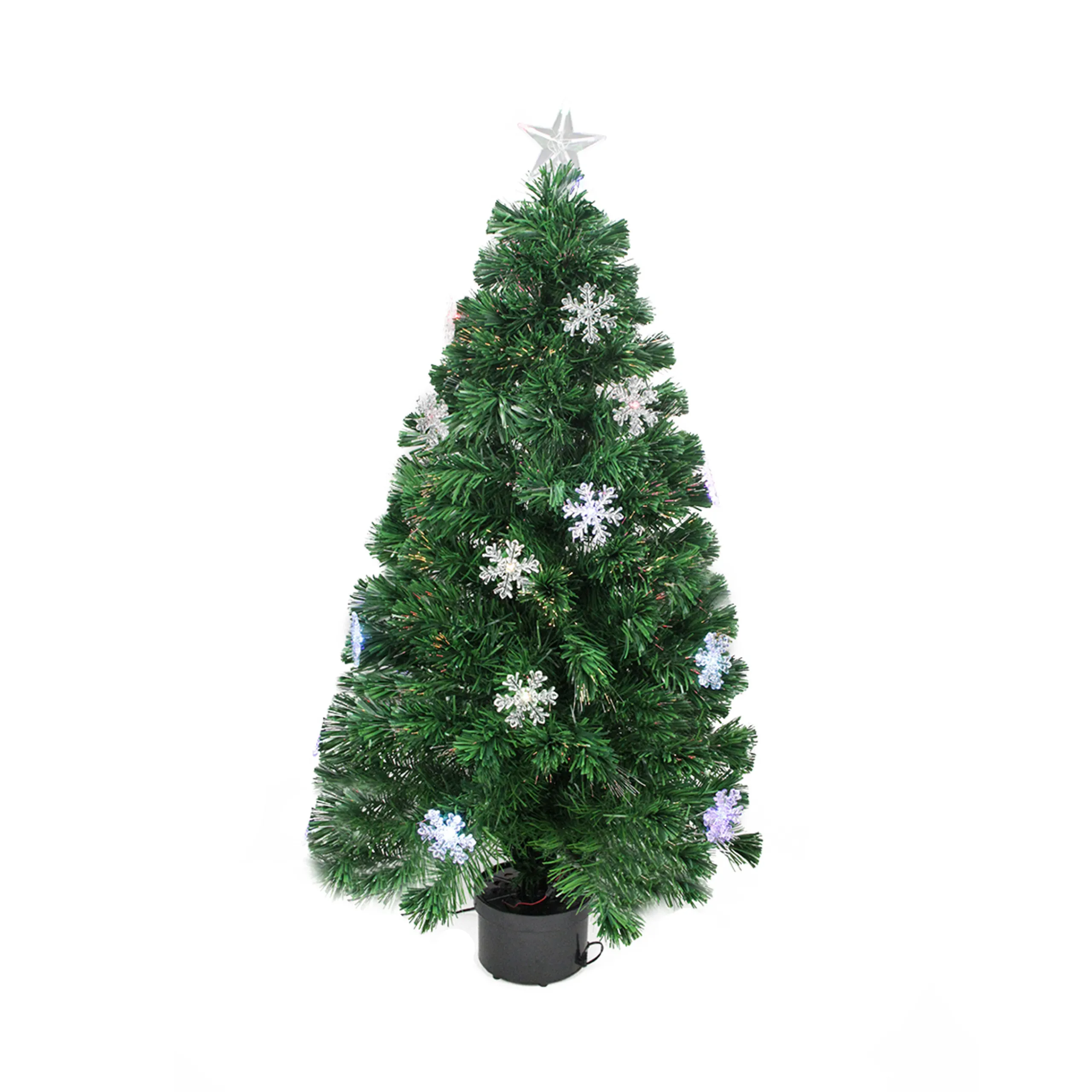 Northlight 3 And 3.5 Feet Tall>3' Pre-Lit Color Changing Fiber Optic Artificial Christmas Tree With Snowflakes - Multi Color Lights