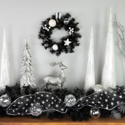 Specialty Wreaths*Northlight 16" Pre-Lit Decorated Black Pine Artificial Christmas Wreath, Cool White Led Lights